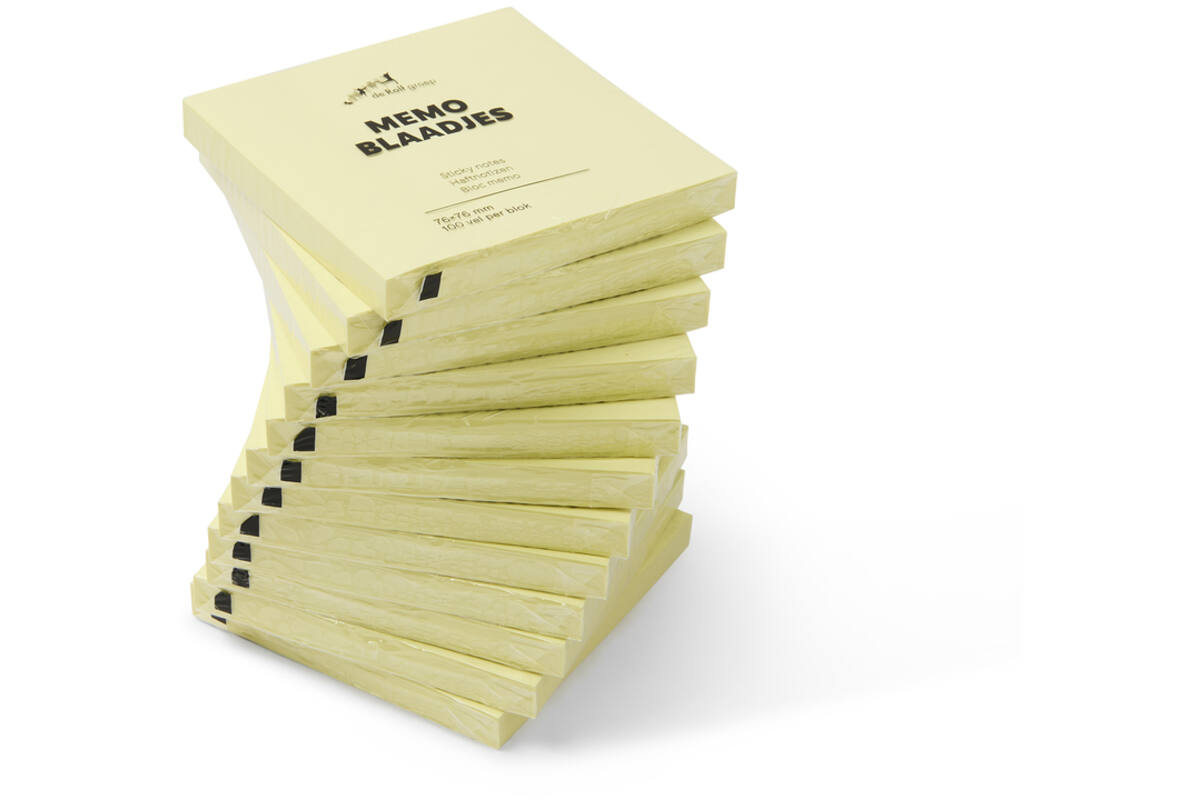 Memo notitieblaadjes 76 x 76 mm 100 vel, 12 stuks