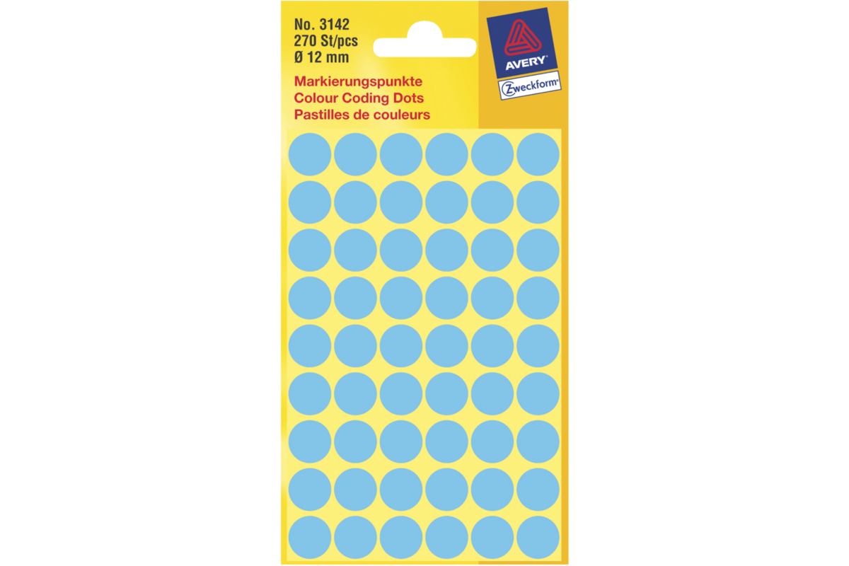Etiketten rond blauw 12mm 270 stuks
