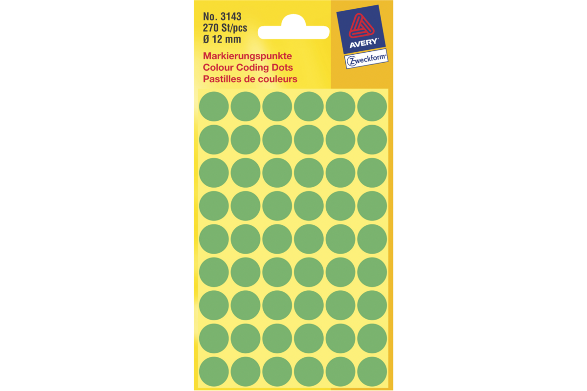 Etiketten rond groen 12mm 270 stuks