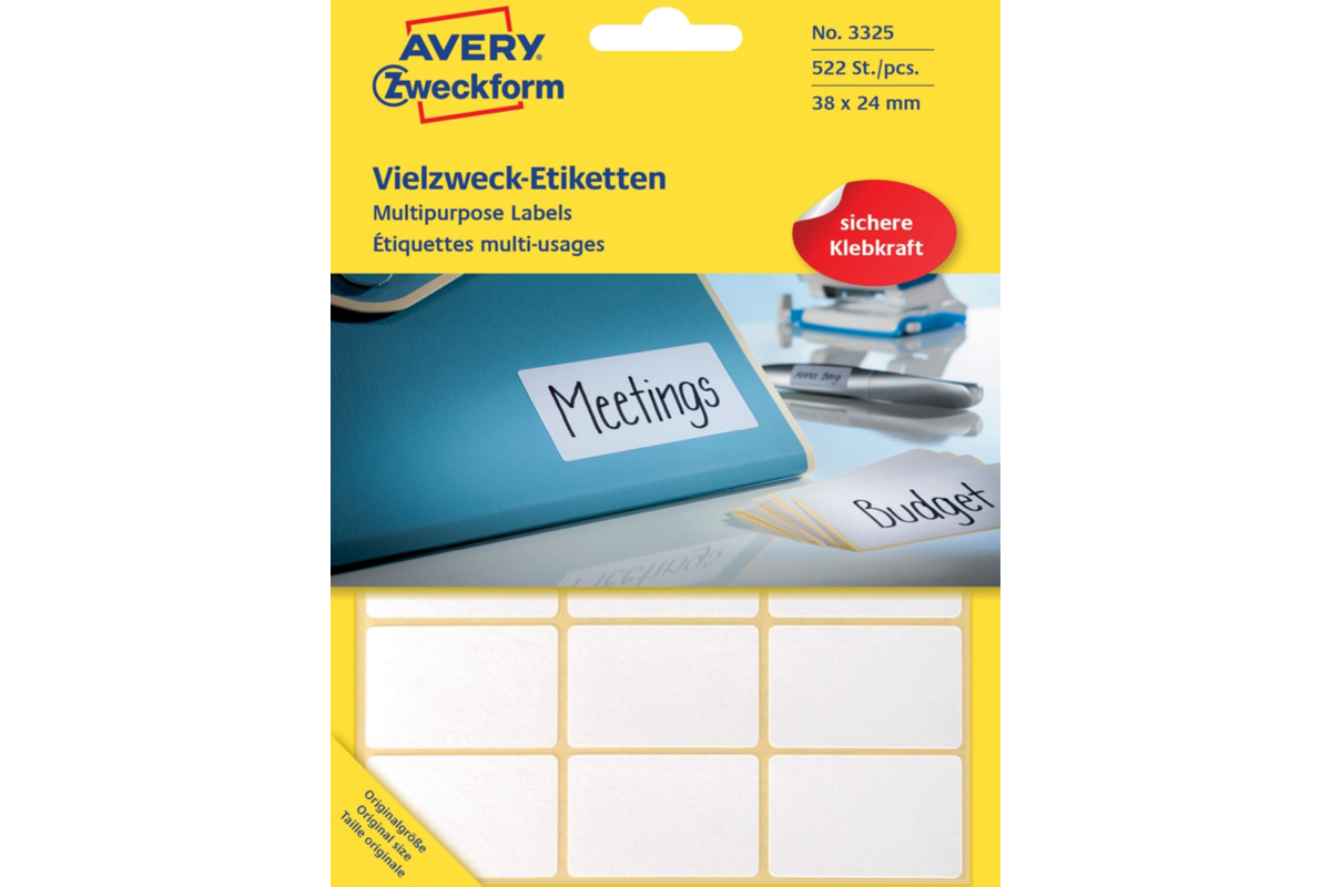 Etiketten wit ft 38 x 24 mm 522 stuks