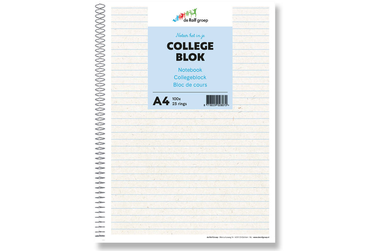 Collegeblok A4 | de Rolf groep | 23-rings, 100 vel