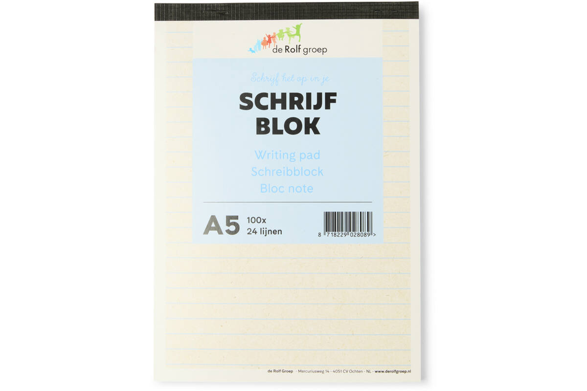 Schrijfblok A5 | de Rolf groep | 100 vel