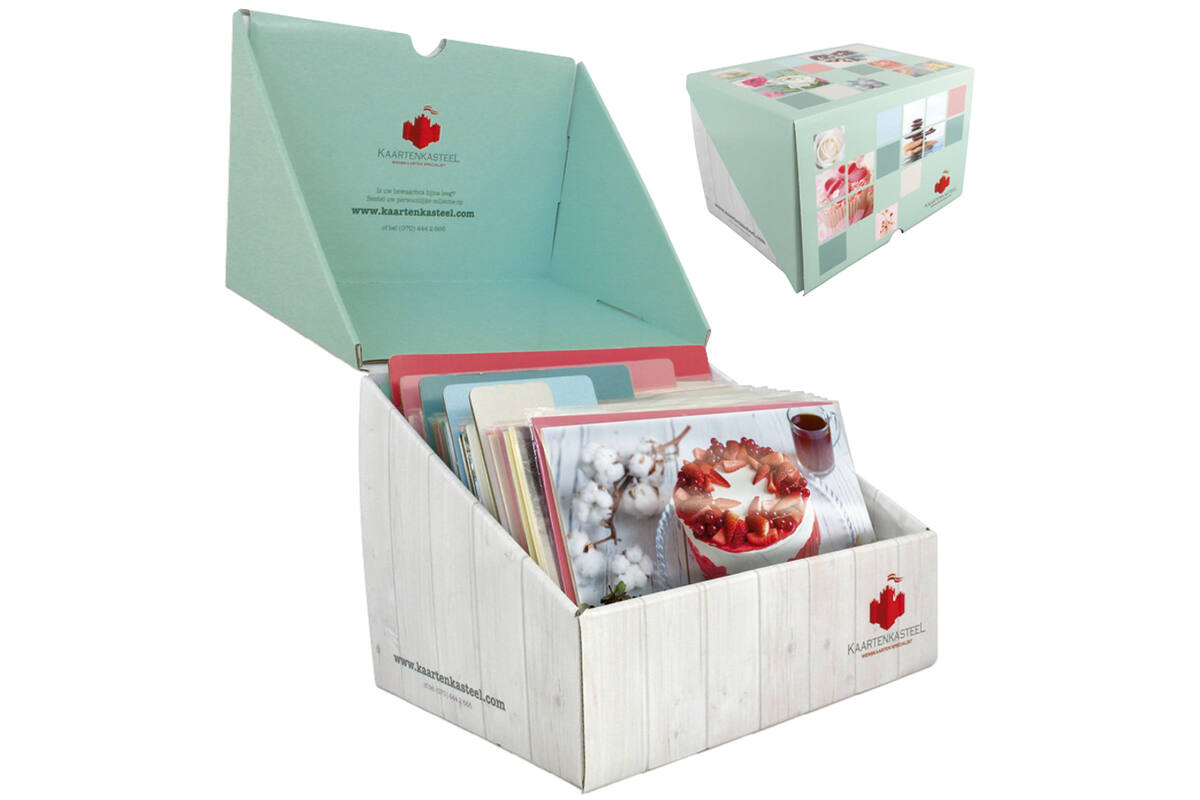 Kaartenbox met 45 dubbele wenskaarten assorti