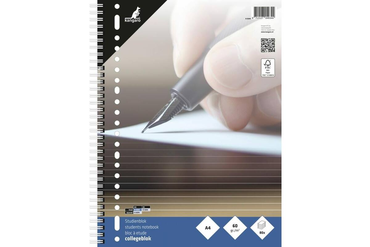 Collegeblok A4 lijn 23-rings, 100 vel