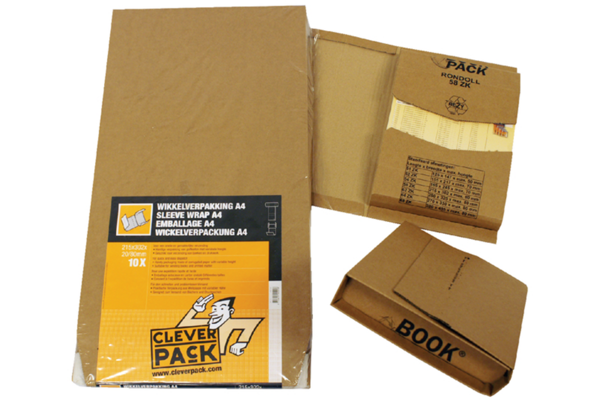 Wikkelverpakking CleverPack | ringb + zelfkl strip | bruin | 25 stuk
