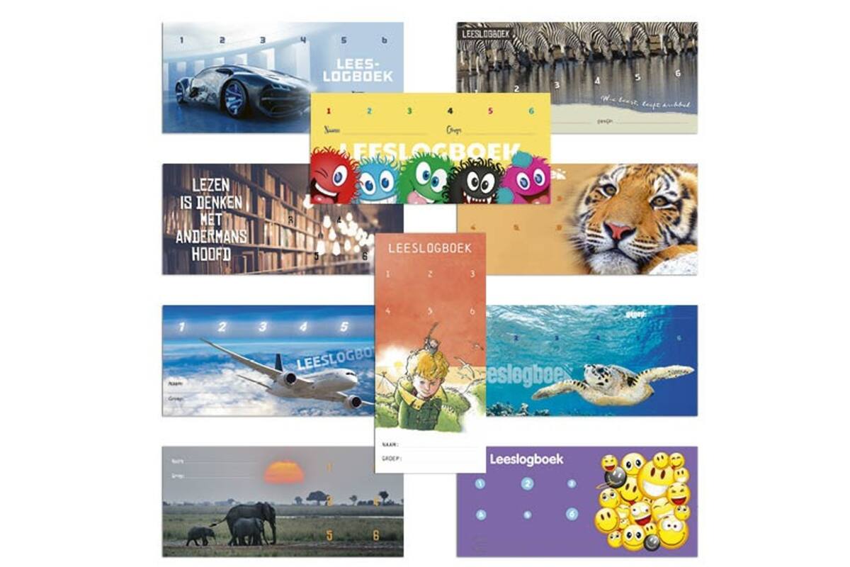 Leeslogboeken 3390 klassenpakket 10 motieven, 50 kaarten