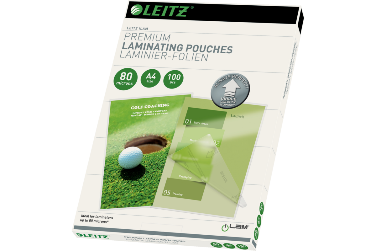 Lamineerhoes/plastificeerhoes Leitz iLam, A4, 80 micron,100 stuks