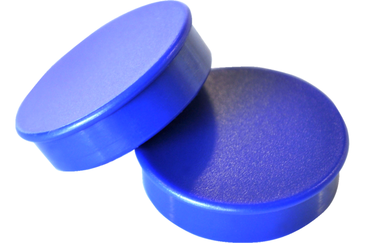 Magneet blauw 30 mm rond, 10 stuks