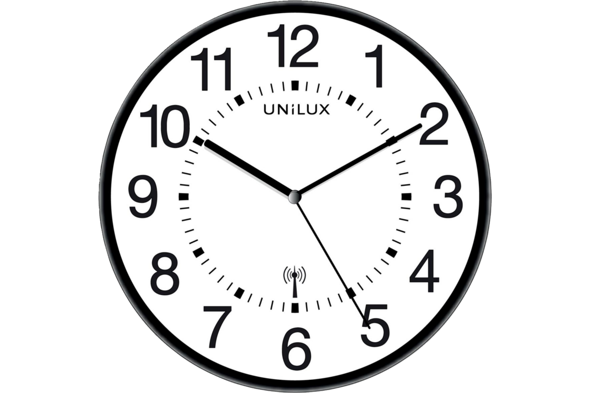 Wandklok Unilux wave radiogestuurd 30 cm zwart/wit