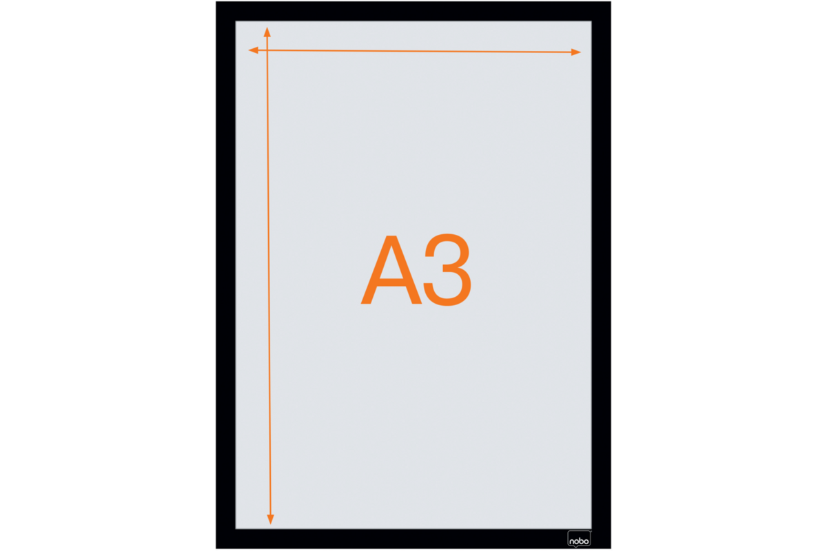 Posterframe Nobo Zelfklevende magnetische kader A3 zwart, set 2 stuks