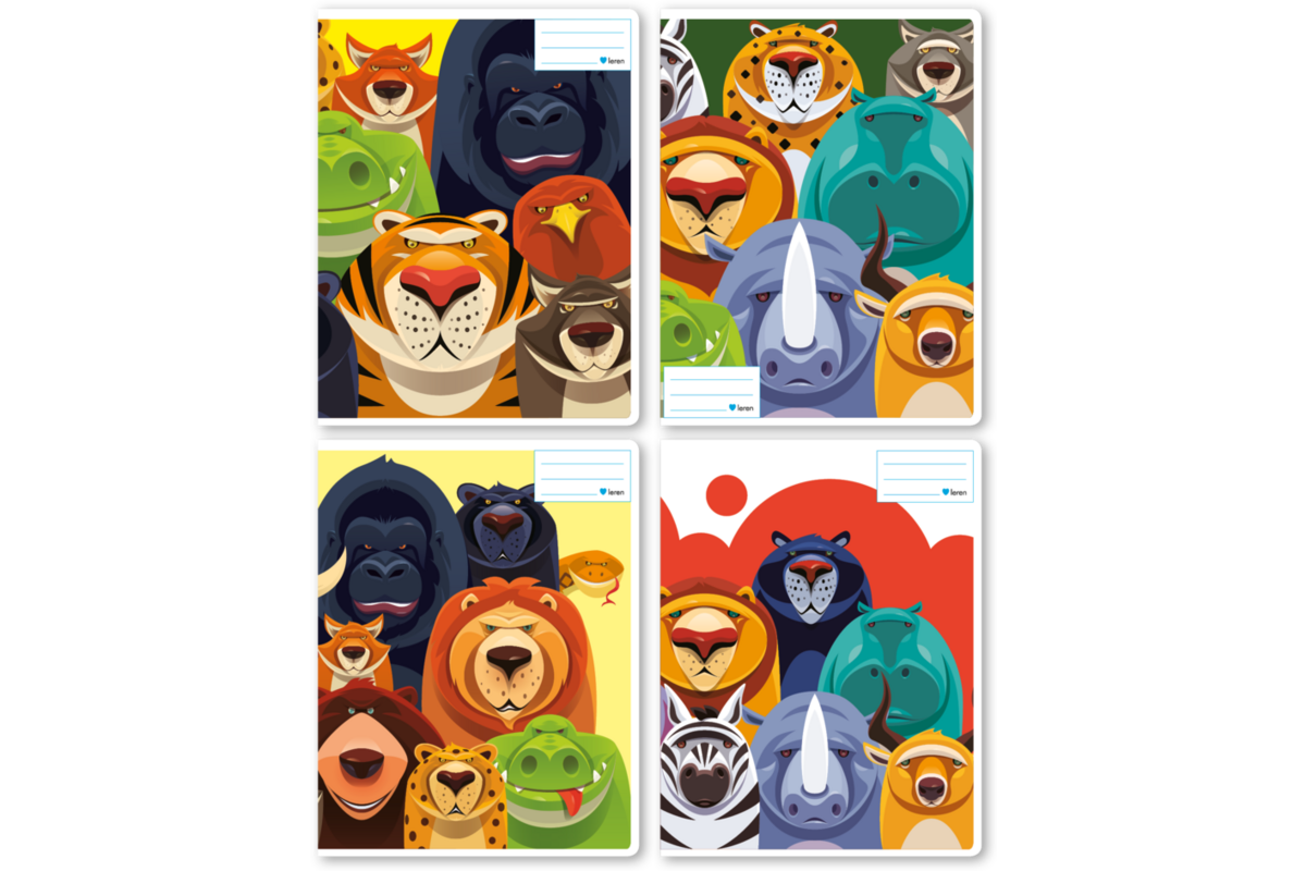 Schriften midicahiers 7,5-5-7,5, wilde dieren, 13,8 x 18 cm, 80 gr (25 stuks)