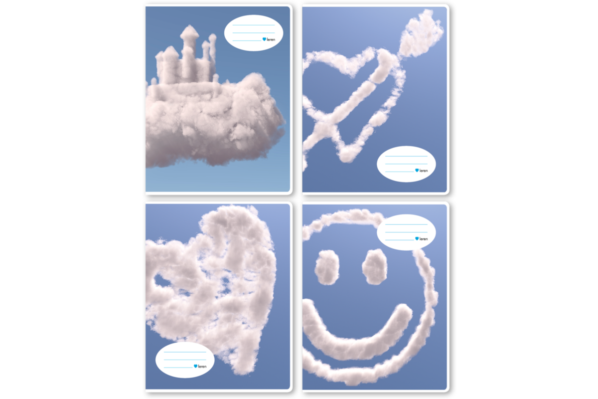 Schriften 24 lijnen, wolken, 16,5 x 21 cm, 80 gr (25 stuks)