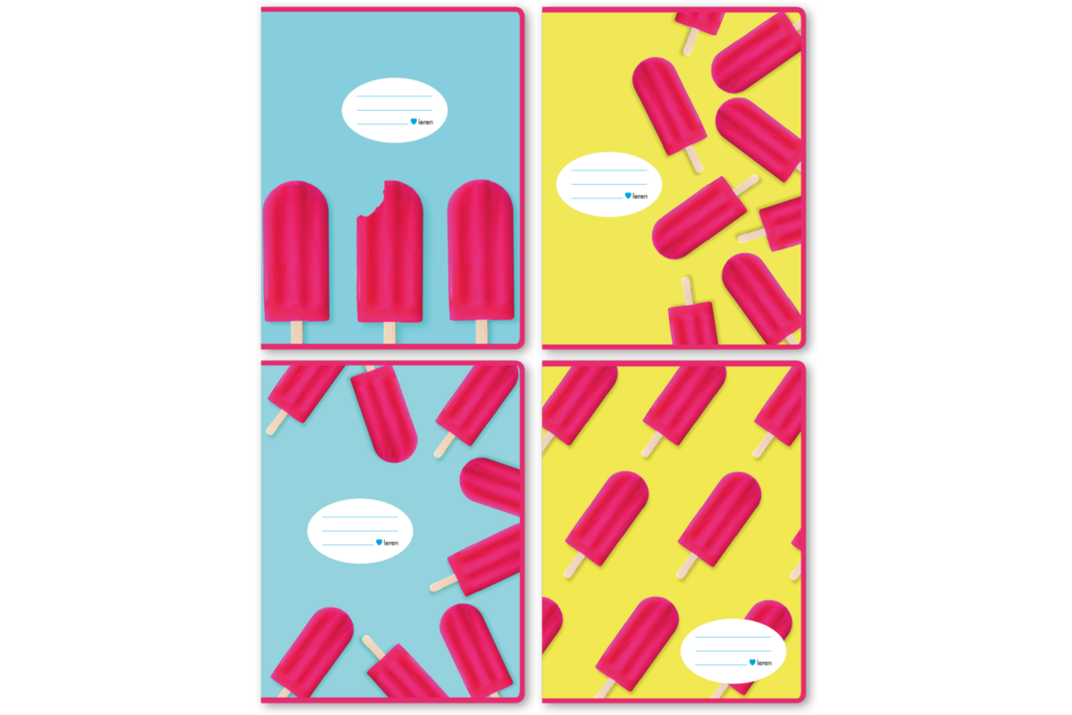 Schriften 24 lijnen, ijsjes, 16,5 x 21 cm, 80 gr (25 stuks)