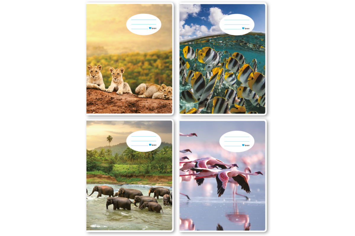 Schriften 24 lijnen, dieren in het wild, 16,5 x 21 cm, 80 gr (25 stuks)