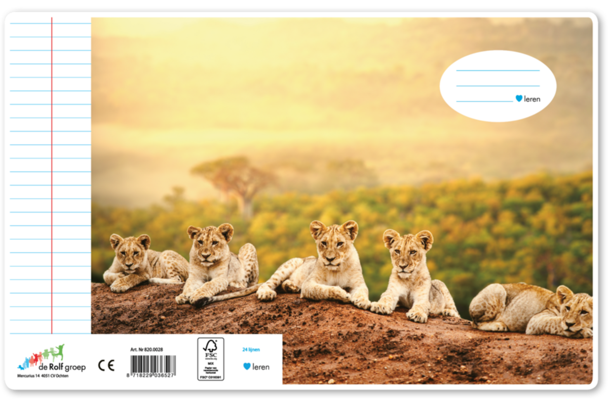Schriften 24 lijnen, dieren in het wild, 16,5 x 21 cm, 80 gr (25 stuks)