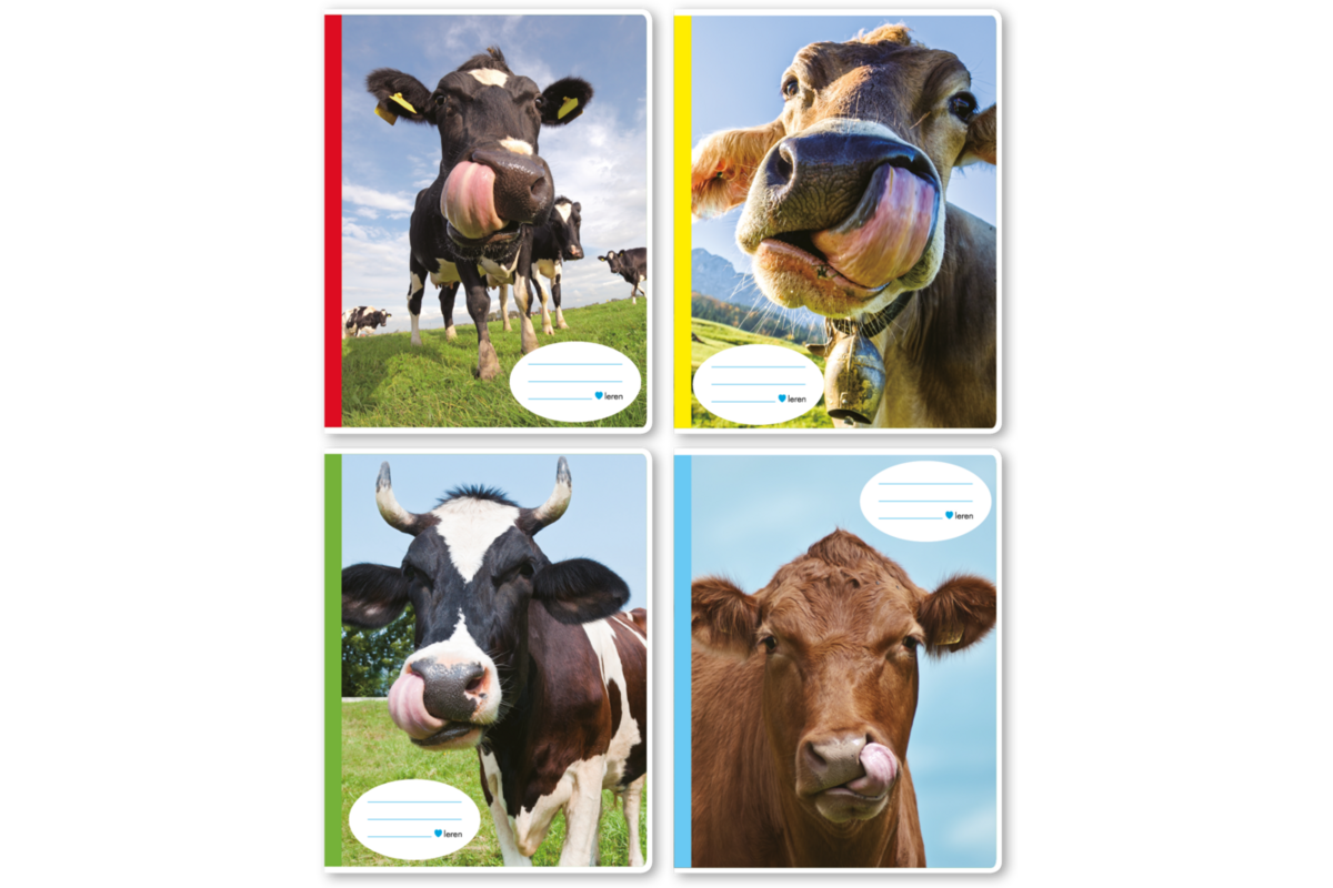 Schriften 4,5-3-4,5, gekke koe, 16,5 x 21 cm, 80 gr (25 stuks)