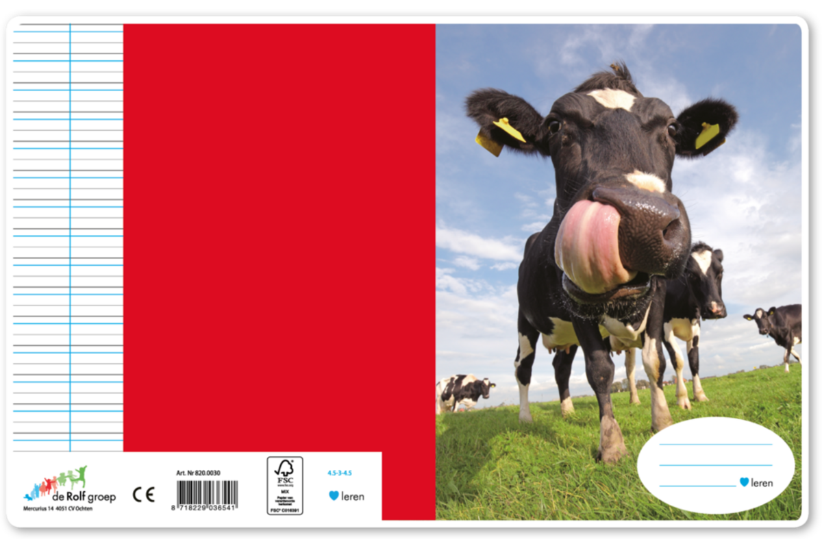 Schriften 4,5-3-4,5, gekke koe, 16,5 x 21 cm, 80 gr (25 stuks)