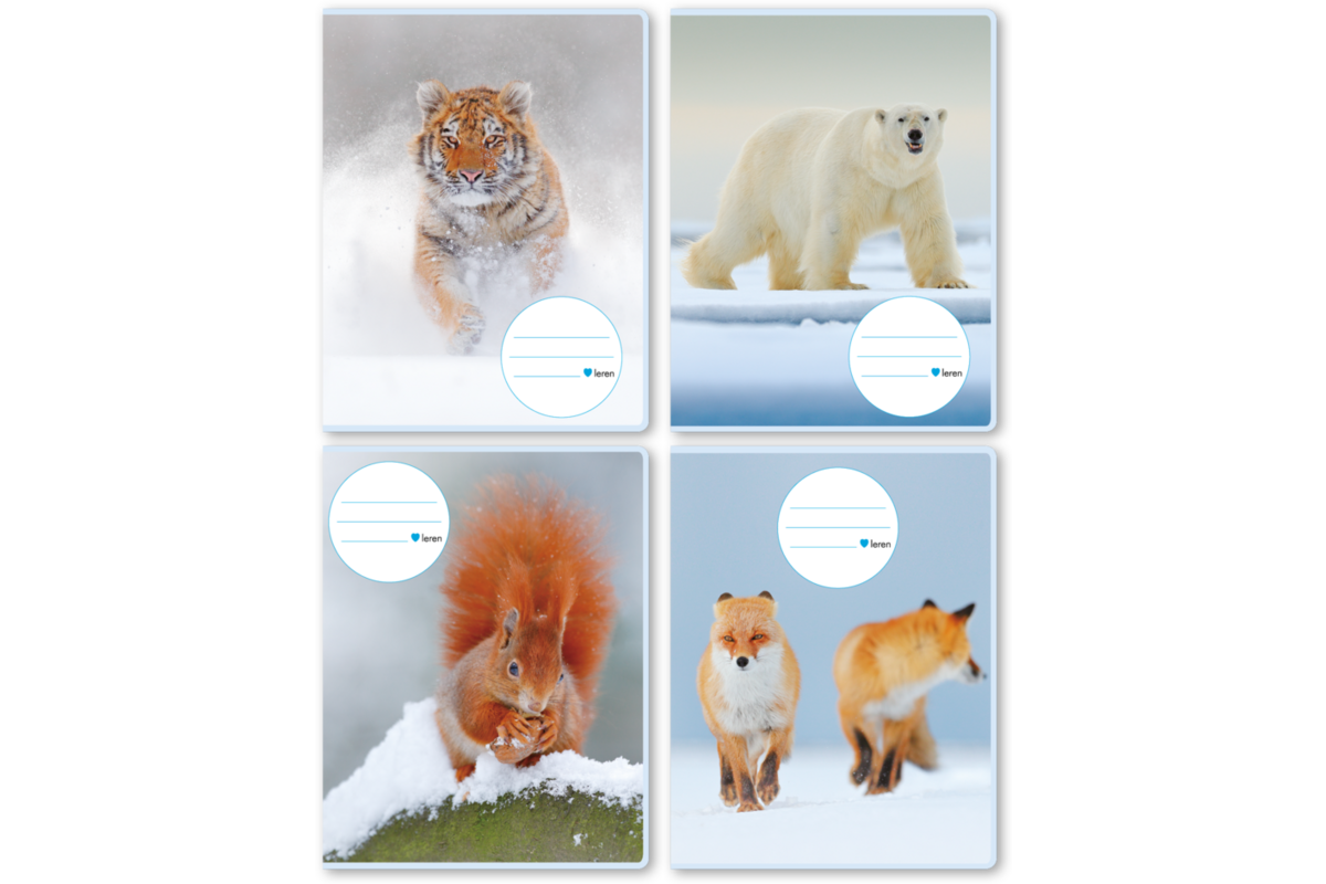Schriften 6-3-6, dieren in de sneeuw, 16,5 x 21 cm, 80 gr (25 stuks)