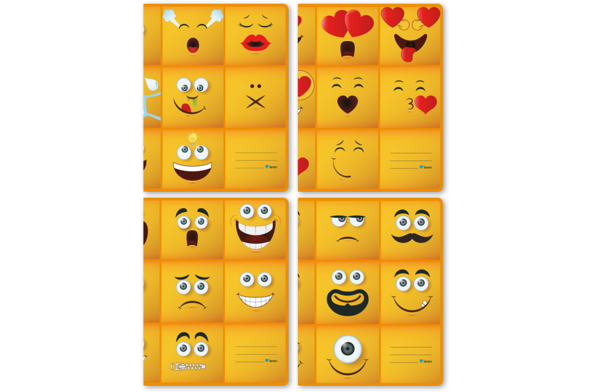 Schriften 6-4-6, emoji, 16,5 x 21 cm, 80 gr (25 stuks)