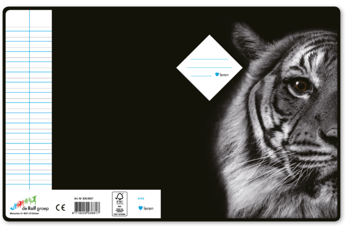 Schriften 6-4-6, wilde dieren zwart/wit, 16,5 x 21 cm, 80 gr (25 stuks)