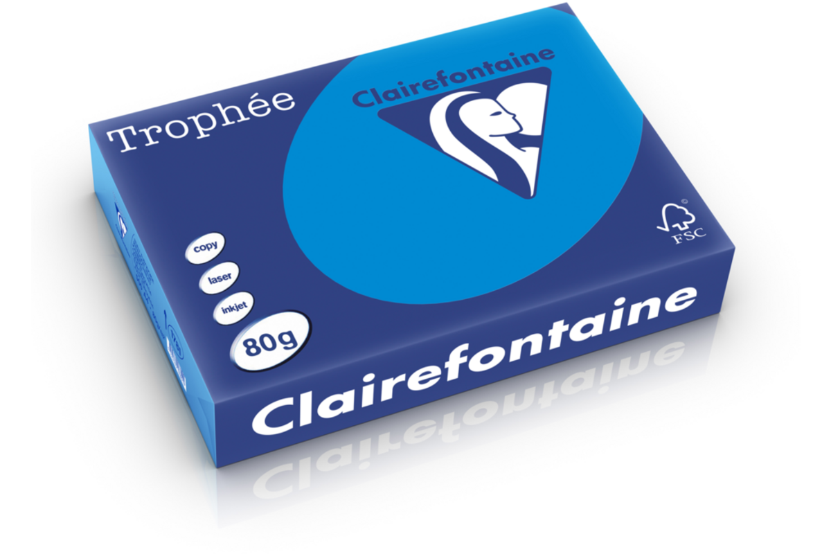 Kopieerpapier A4 diepblauw/cariben FSC houtvrij 500 vel, 80 grs.