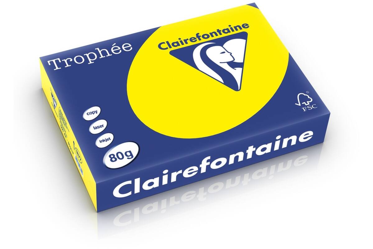 Kopieerpapier A4  kanarie-/zonnegeel FSC  houtvrij 500, vel 80 grs.