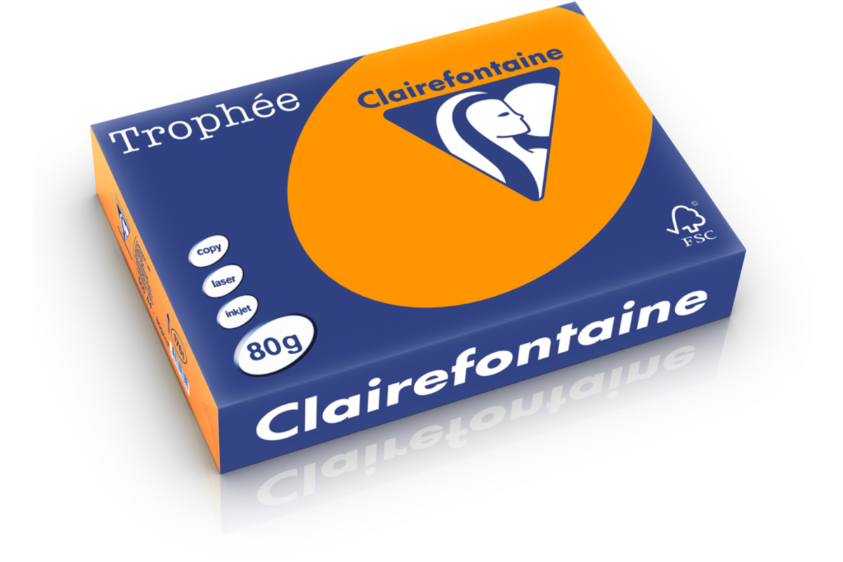 Kopieerpapier A4  feloranje FSC houtvrij 500 vel, 80 grs.