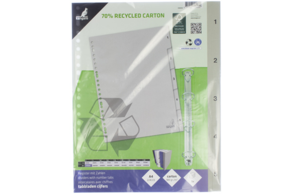 Tabbladen ECO A4 cijfers 23-rings 5-delig