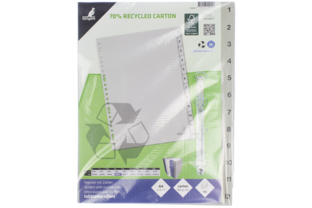 Tabbladen ECO A4 cijfers 23-rings 12-delig
