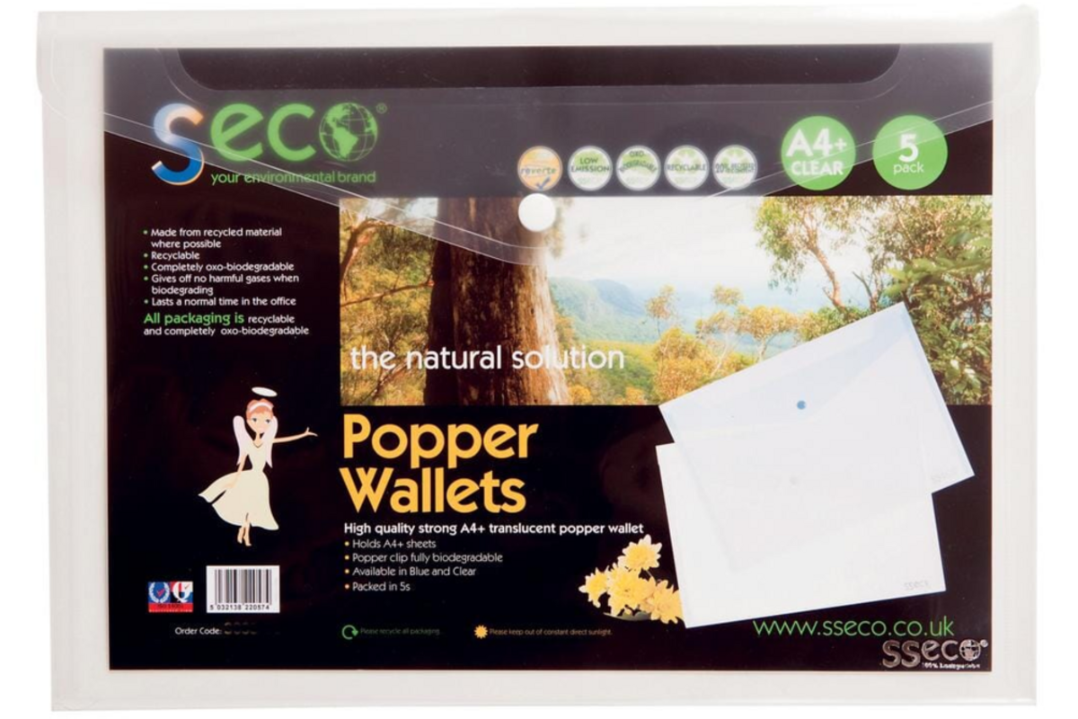 Envelopmap ECO A4 met drukknoop, 5 stuks