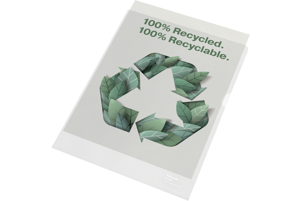 Transparantmap L-model Esselte Recycled PP A4 100µ set van 100 stuks
