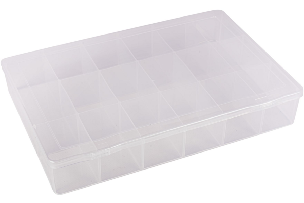 Opbergbox 17 vak met deksel transparant