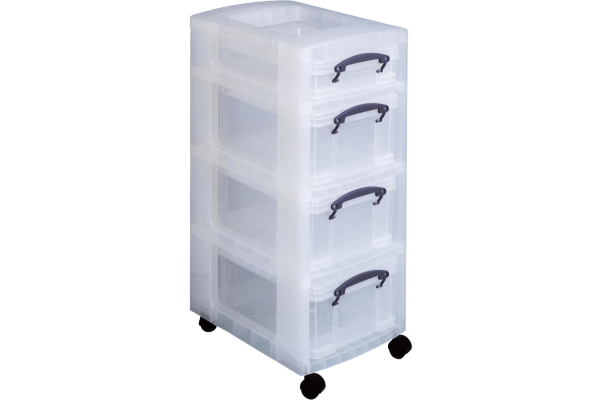 Trolley met 4 opbergboxen, 3 x 9 liter en 1 x 4 liter