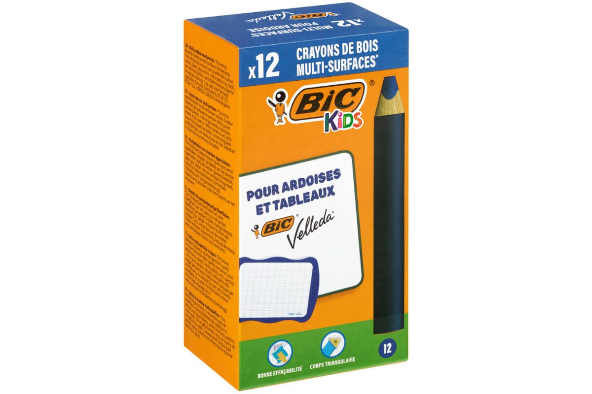 Whiteboard potloden BIC Multi surface blauw, 12 stuks