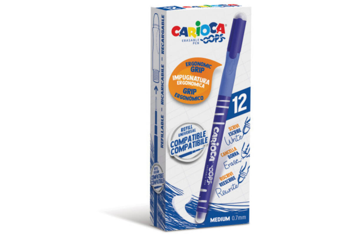 Rollerpen OOPS ergo-grip blauw, 12 stuks
