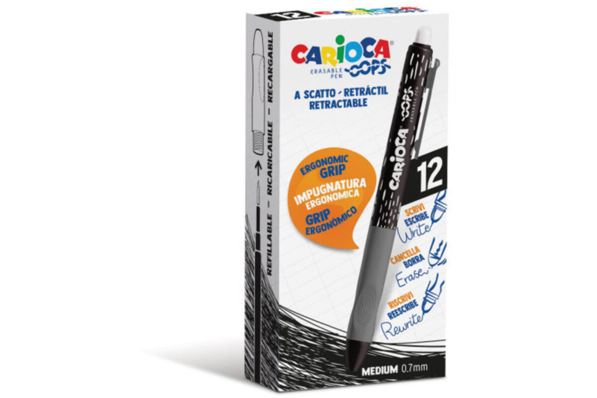 Rollerpen OOPS ergo-grip clic zwart, 12 stuks