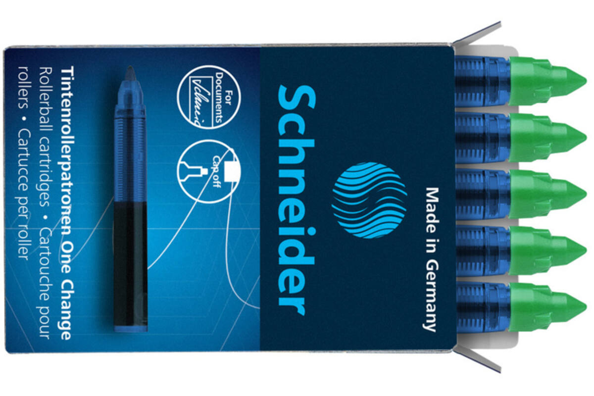 Navulling Schneider rollerpen One Change groen, 5 stuks