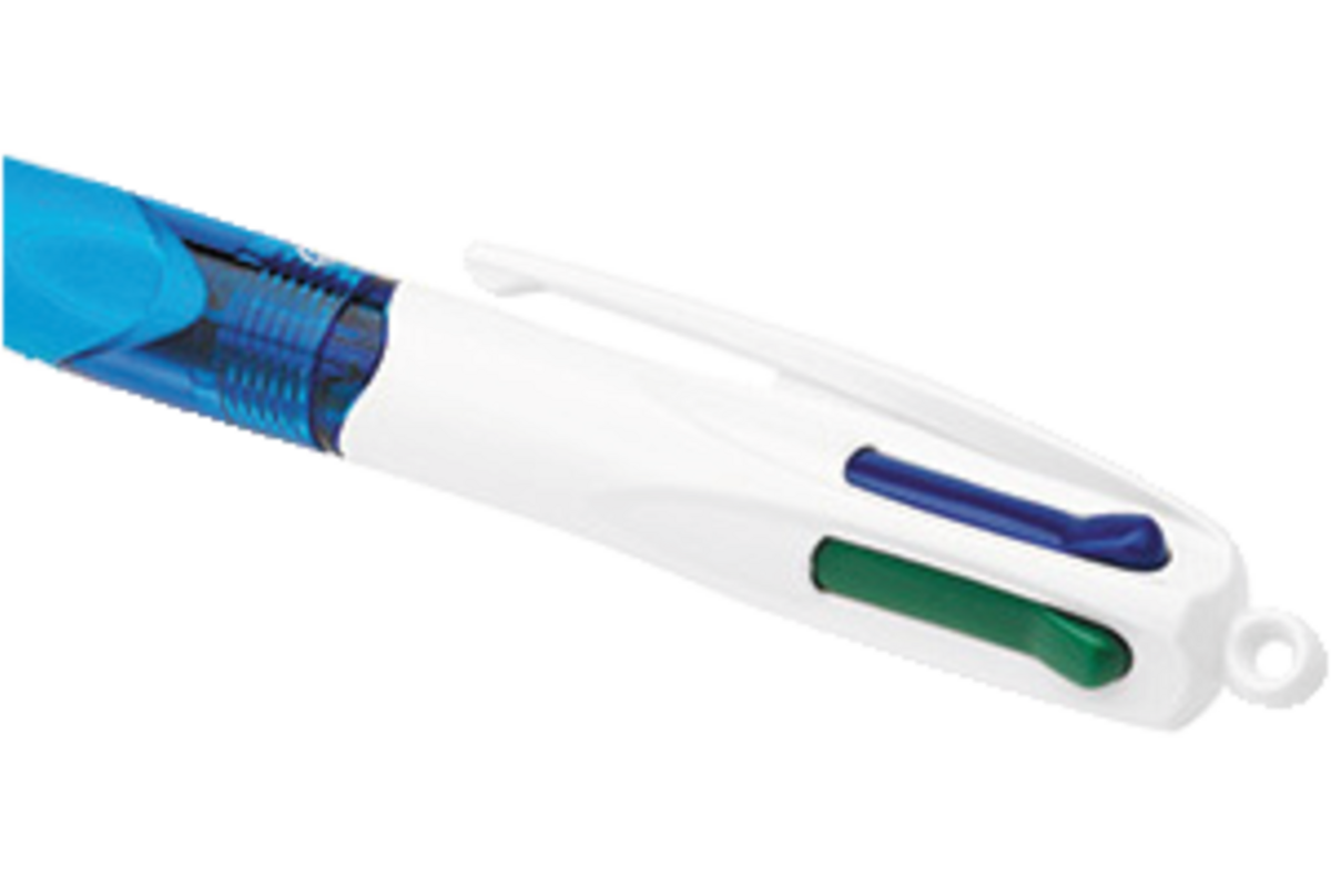 Pen BIC 4 kleuren grip medium assorti, set van 12 stuks