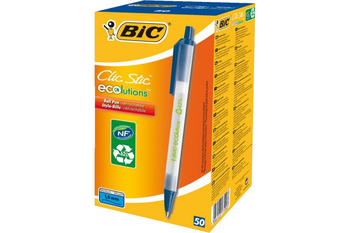 Balpen BIC ECOlutions® Clic Stic® blauw, 50 stuks
