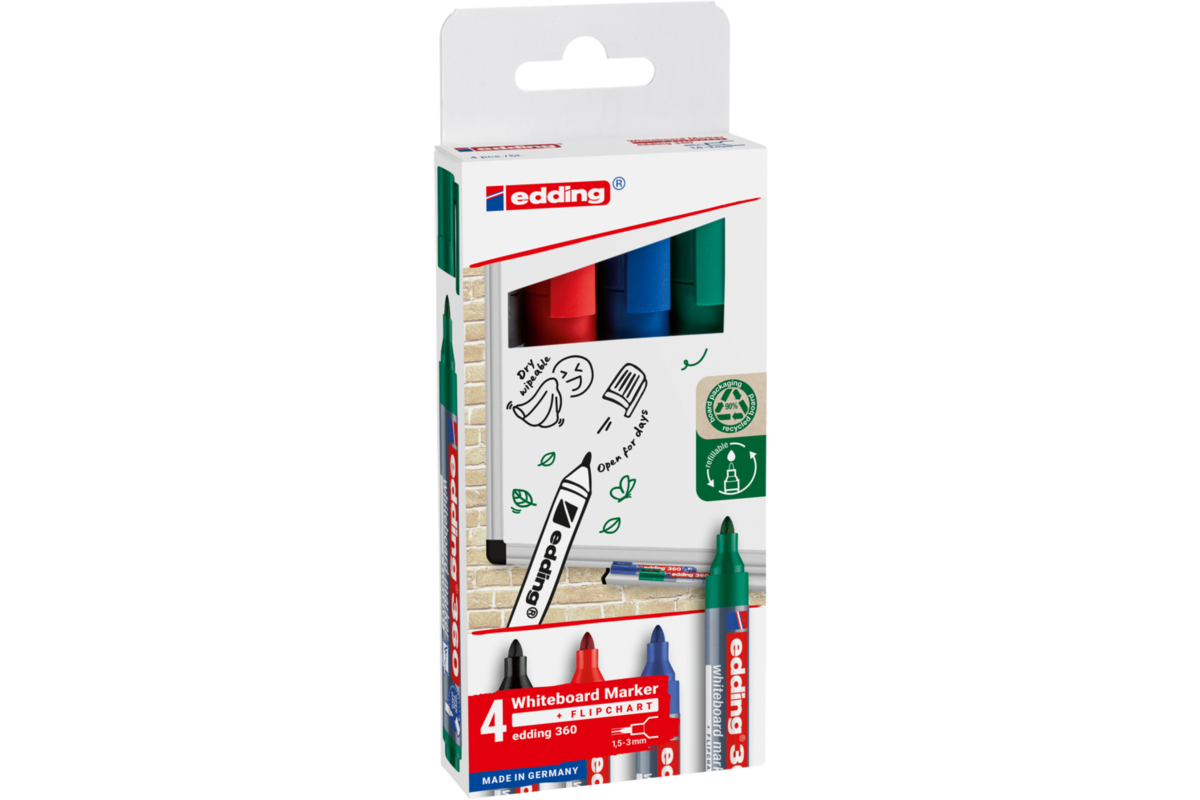 Whiteboardstift edding 360 1,5-3 mm assorti, 4 stuks