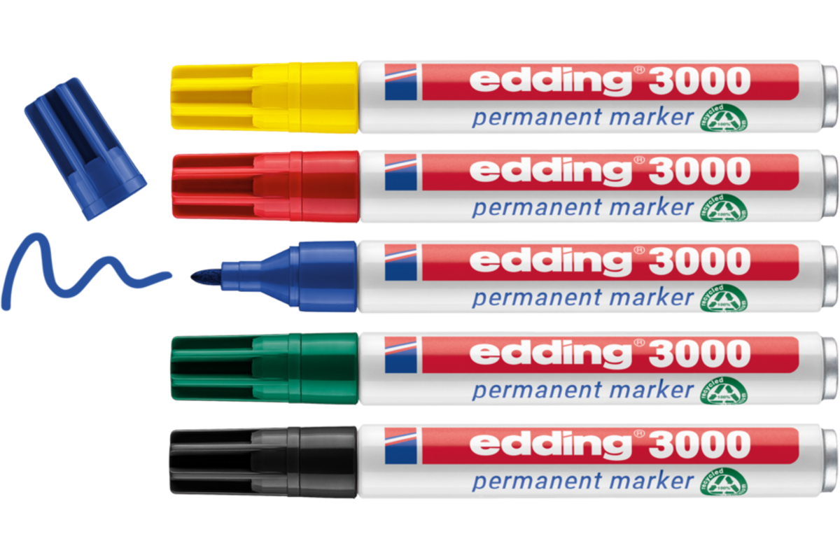 Permanent marker edding 3000 assorti basis, 5 stuks