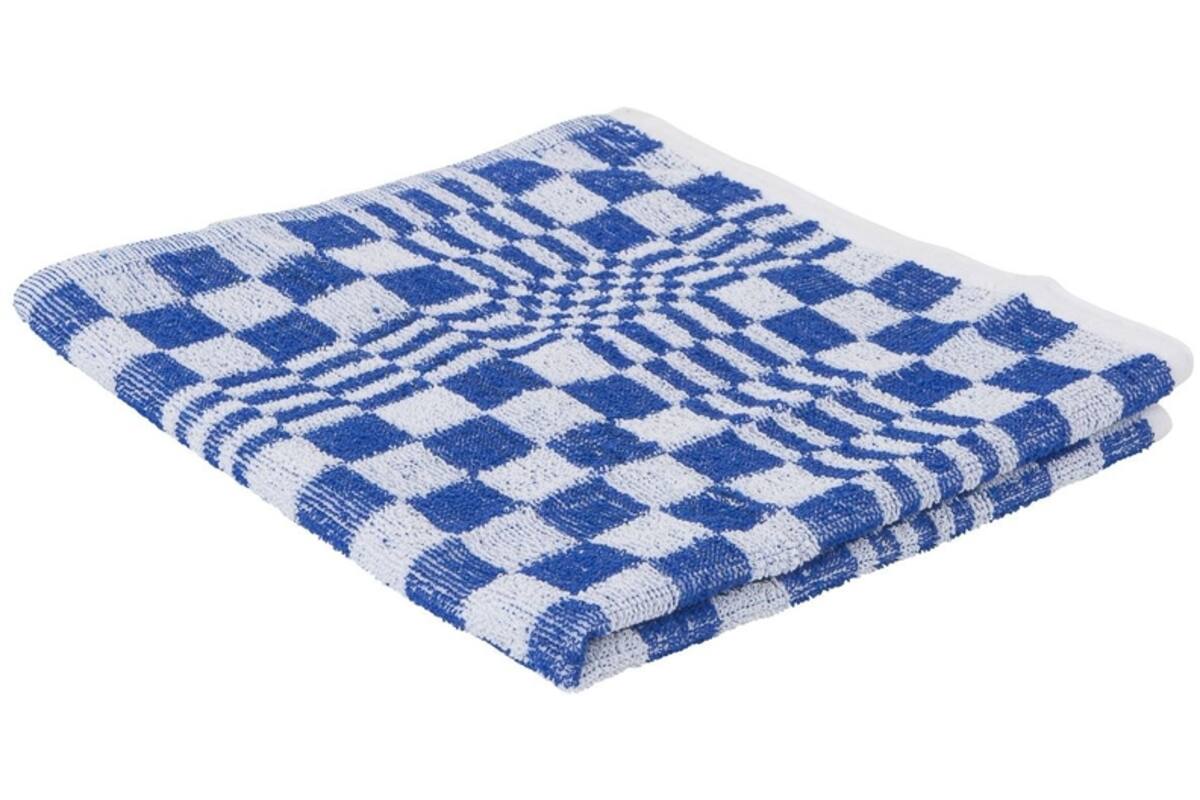 Handdoek blok 50 x 50 cm blauw/wit geruit
