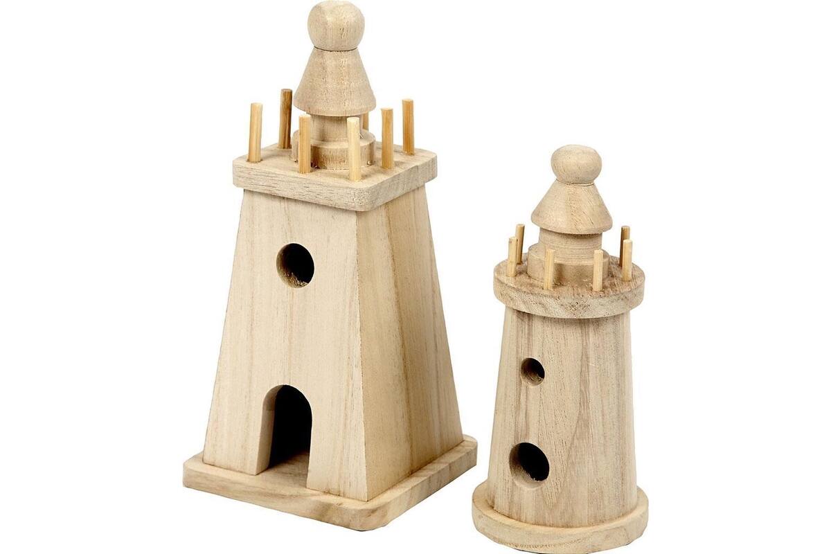 Vuurtoren, 2 stuks, keizerin boom,  afm 13,5 × 6 cm en 18 × 8 cm