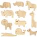Houten dieren boerderij en safari 3-14,5 cm dikte 2 cm, 44 stuks