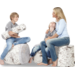 Poef indoor Noorse berk, 45 cm hoog