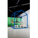 Huisje van balken 6x6 cm, hout 2x2x2 m, dakhoogte 2,5 m