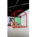 Huisje van balken 6x6 cm, hout 2x2x2 m, dakhoogte 2,5 m