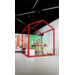 Huisje van balken 6x6 cm, hout 2x2x2 m, dakhoogte 2,5 m