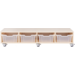 Peuterbank recht 138 x 43 x 30 cm incl wielen, 4 lades 15 cm hoog, ahorn