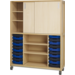 Kast 640 serie wit, boven 4 legpl.+ deuren, onder 20 laden en legpl.